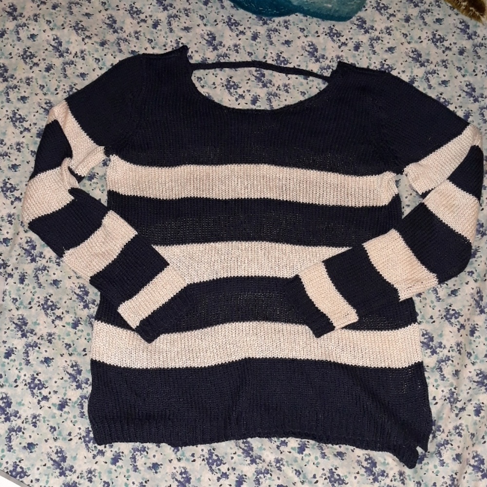Pink Rose stripes sweater Small